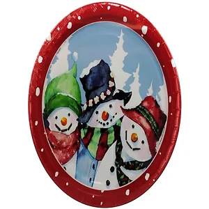 PA435 | Bulk Buys 8-Pack Holiday Snowman Paper Plates for
