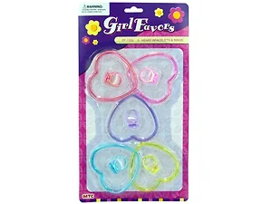 Bulk Buys 5-Pack Stylish Heart Bracelet and Ring Set