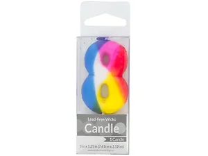 PB444 | Bulk Buys Colorful 8th Birthday Tie Dye Pick Candle