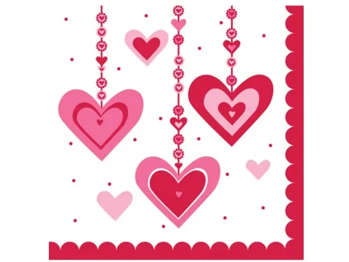 PB482 | Bulk Buys Romantic Heart Lunch Napkins for Special