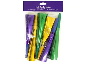 Bulk Buys Metallic Foil Party Horns Set - 6 Count
