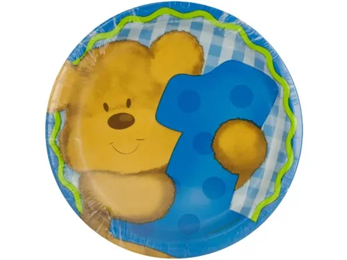 PB708 | Bulk Buys Teddy Bear Themed Birthday Plates Set for