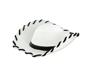PC252 | Bulk Buys Classic White Foam Cowboy Hat with Black