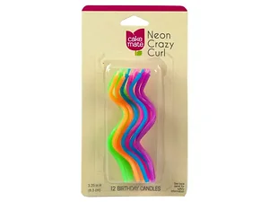 PC894 | Bulk Buys 12 Count Neon Curl Birthday Candles for