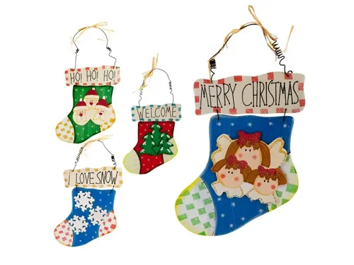 SA359 | Bulk Buys Decorative Wooden Stocking Wall Plaque