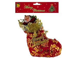 SA534 | Bulk Buys Festive Santa Stocking Holiday Ornament