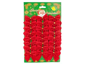 SA544 | Bulk Buys Glittery Red Velvet Christmas Bows - 24