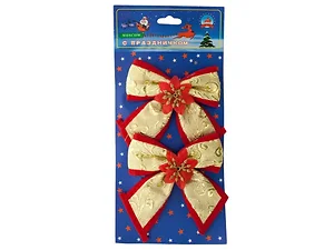 SA565 | Bulk Buys Festive Gold and Red Christmas Bow