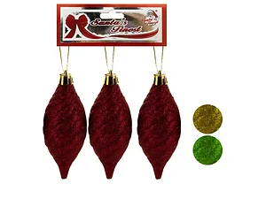 SA603 | Bulk Buys 3-Piece Glitter Swirl Drop Ornaments for