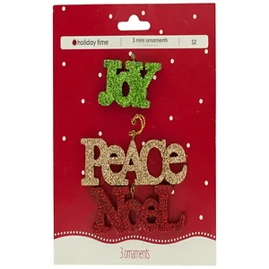 SA447 | Bulk Buys Festive Mini Glitter Word Ornaments Set