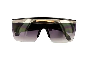 Bulk Buys Stylish Black and Silver Shield Sunglasses