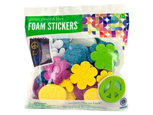Bulk Buys Colorful Peace & Love Glitter Foam Stickers for