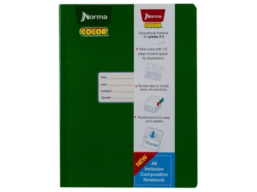 SC543 | Bulk Buys Green Wide Ruled Composition Notebook