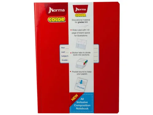 SC544 | Bulk Buys Wide Ruled Red Composition Book with Half