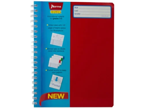 SC553 | Bulk Buys Red Wirebound Notebook with Half Blank