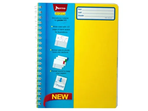 SC555 | Bulk Buys Yellow Wide Ruled Notebook with Half