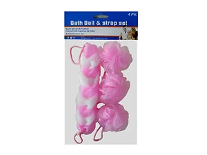UU396 | Bulk Buys 4-Piece Bath Scrubbie Set with Strap and