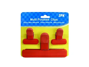 Bulk Buys Versatile Red Bag Clips Set - 3 Piece