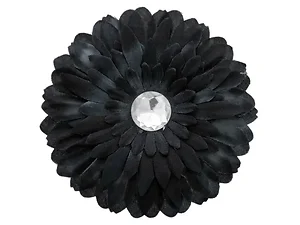 Bulk Buys Black Fabric Daisy Flowers with Jewel Accents - 6