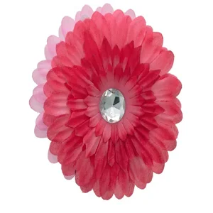Bulk Buys 6 Pack of Red Fabric Daisies with Jewel Accents