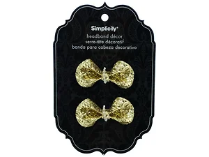 Bulk Buys Elegant Gold Sequin Bow Headband Set - 2 Pieces