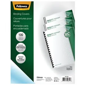 Fellowes FEL 52311 Crystalstrade; Clear Pvc Covers - Oversize, 100 Pac