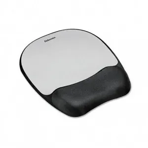 Fellowes FEL 9175801 Memory Foam Mouse Padwrist Rest- Silver Streak - 