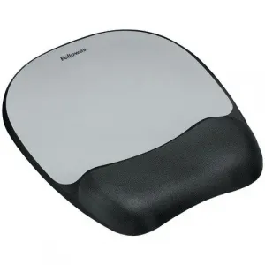 Fellowes FEL 9175801 Memory Foam Mouse Padwrist Rest- Silver Streak - 