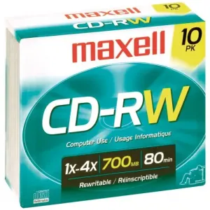 Maxell 630011 700mb 80-minute Cd-rws (10 Pk) Mxlcdrw10jc