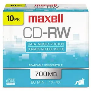 Maxell 630011 700mb 80-minute Cd-rws (10 Pk) Mxlcdrw10jc