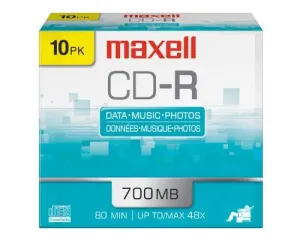 Maxell 648210 Cd Recordable Media - Cd-r - 40x - 700 Mb - 10 Pack Slim