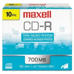 Maxell 648210 Cd Recordable Media - Cd-r - 40x - 700 Mb - 10 Pack Slim