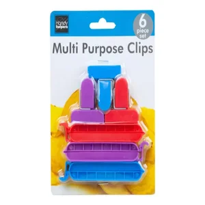 HA469 | Bulk Buys Colorful Multi-Purpose Bag Clips - 6 Pack
