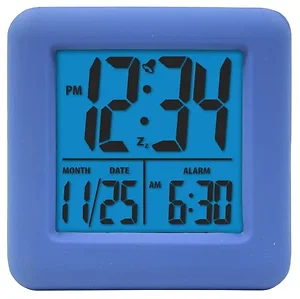 RA40031 | Equity Soft Cube LCD Alarm Clock in Blue - Model