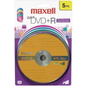 Maxell 639031 (r)  4.7gb 120-minute Dvd+rs (5 Pk, Color, Carded)