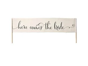 Bulk Buys Elegant Burlap Here Comes The Bride Wedding Banner