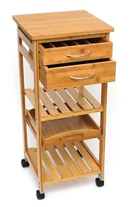 Lipper Bamboo Cart/Trolley w 2 Drawrs