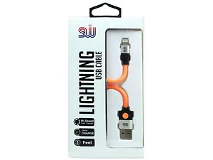 EN455 | Bulk Buys 3-Foot Orange Lightning USB Cable for