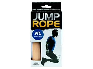 Bulk Buys 9ft Wooden Handle Adjustable Jump Rope for Adults