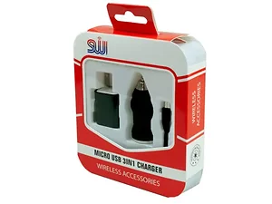 EN461 | Bulk Buys 3-in-1 Micro USB Charger Kit - Car, Wall,