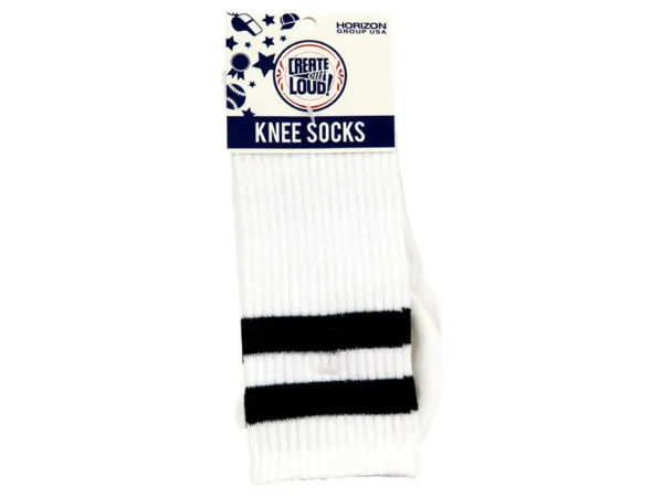 Bulk SC629 Create Out Loud White And Black Knee Socks