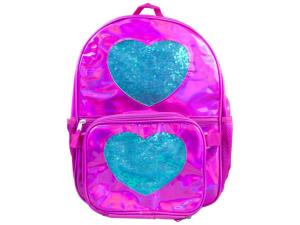 Bulk HL334 Metallic Pink Backpack With Lunch Bag