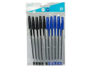 Bulk Buys Dual Color Ballpoint Stick Pens (Black/Blue, 10