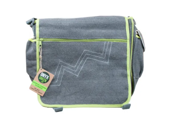 Bulk OR436 Jute  Cotton Stylish Messenger Bag Assorted Green And Grey