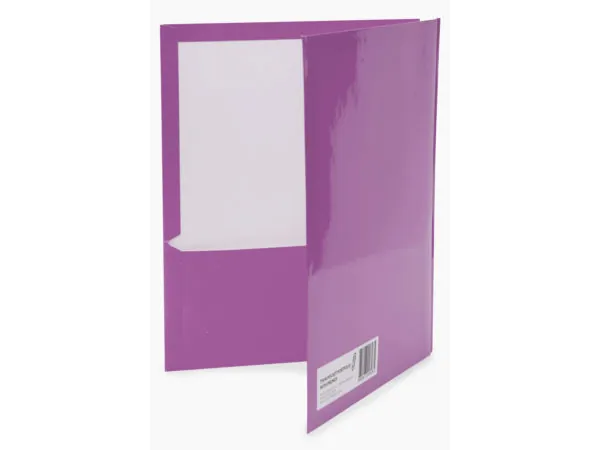 Bulk CI128 10-pack Glossy Twin Pocket Folder W Prongs, Purple