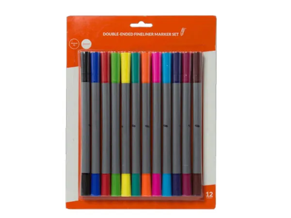 Bulk CI168 12-pack Double-ended Fineliner Marker Set, Assorted