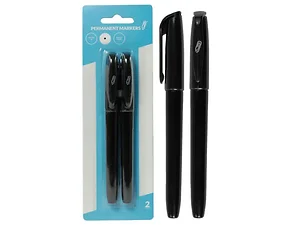 CI178 | Bulk Buys Dual Tip Permanent Markers, Black (2-Pack)