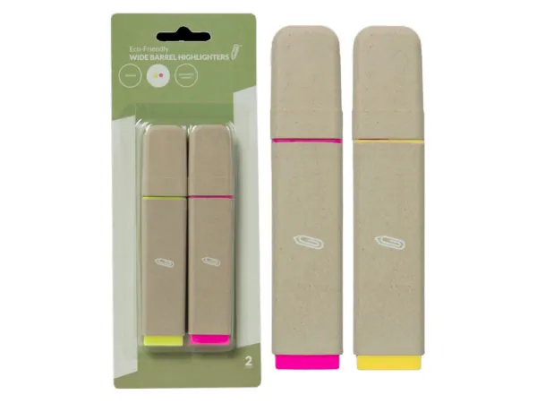 Bulk CI162 Eco Wide Barrel Highlighter, Chisel Tip, Yellowpink (2pk)