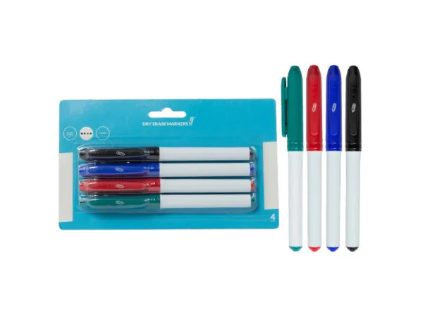 Bulk CI176 Dry Erase Markers, Fine Point Tip, Blkblurdgrn (4pk)