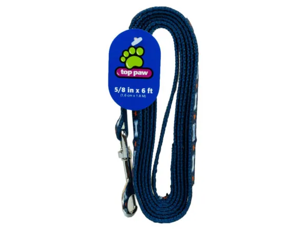 Bulk DI645 Large Adjustable Blue Bone Print Pet Leash